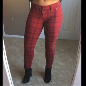 Red and black plaid pants